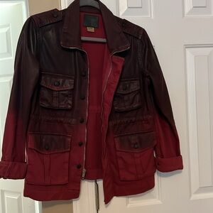 True Religion Ladies Dark Red ombré  Military Jacket.  More like small fit. EUC